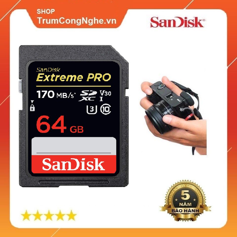 Thẻ nhớ Máy Ảnh SD Extreme Pro 64GB class10 U3 V30 170MB/s - Tốc độ cao