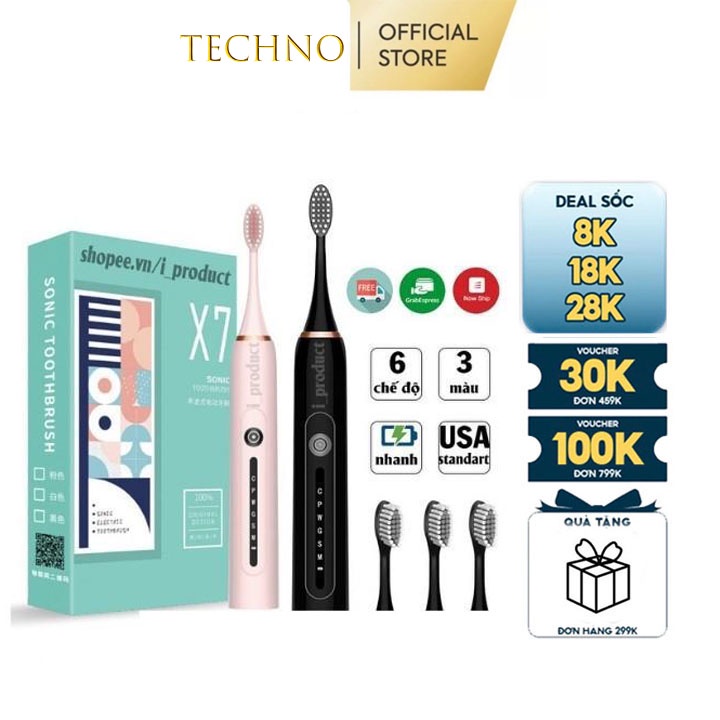 Bàn chải điện Sonic X7 bản cao cấp 2022 - mẫu bàn chải đánh răng điện, máy đánh răng tự động bán cực chạy năm 2021