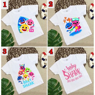 (hot) 4 mẫu áo thun trẻ em in hình Baby Shark in tại shop