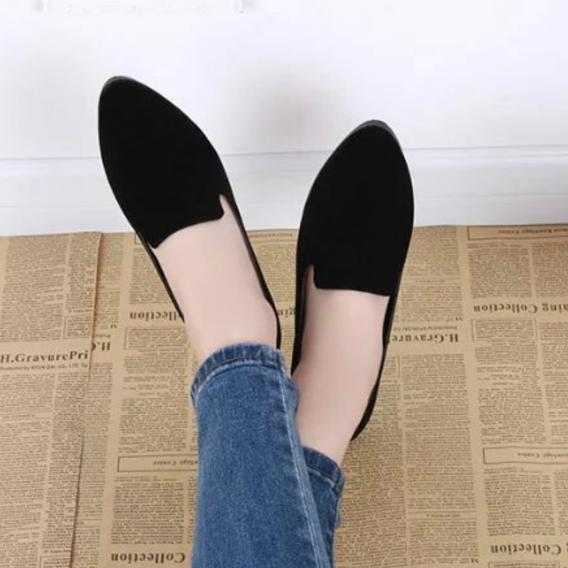 Giày Lười Da Lộn Gót Thấp Mũi Tròn Thời Trang Cho Nữ | BigBuy360 - bigbuy360.vn