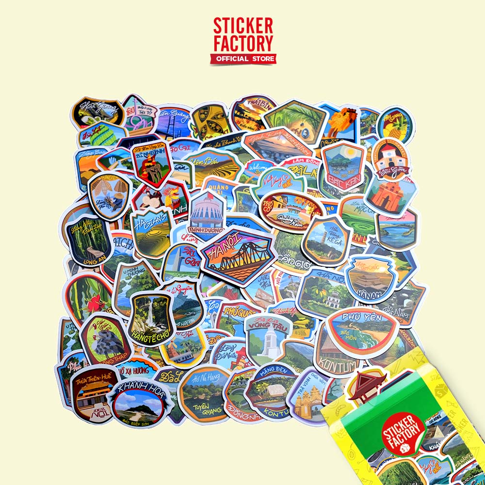 Welcome to Vietnam - Set 100 sticker decal hình dán nón bảo hiểm, laptop, xe máy, ô tô - STICKER FACTORY