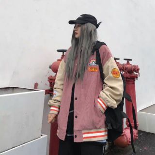 🅷🅾🆃⚾ Áo khoác đồng phục bóng chày nhung oversized trẻ trung năng động