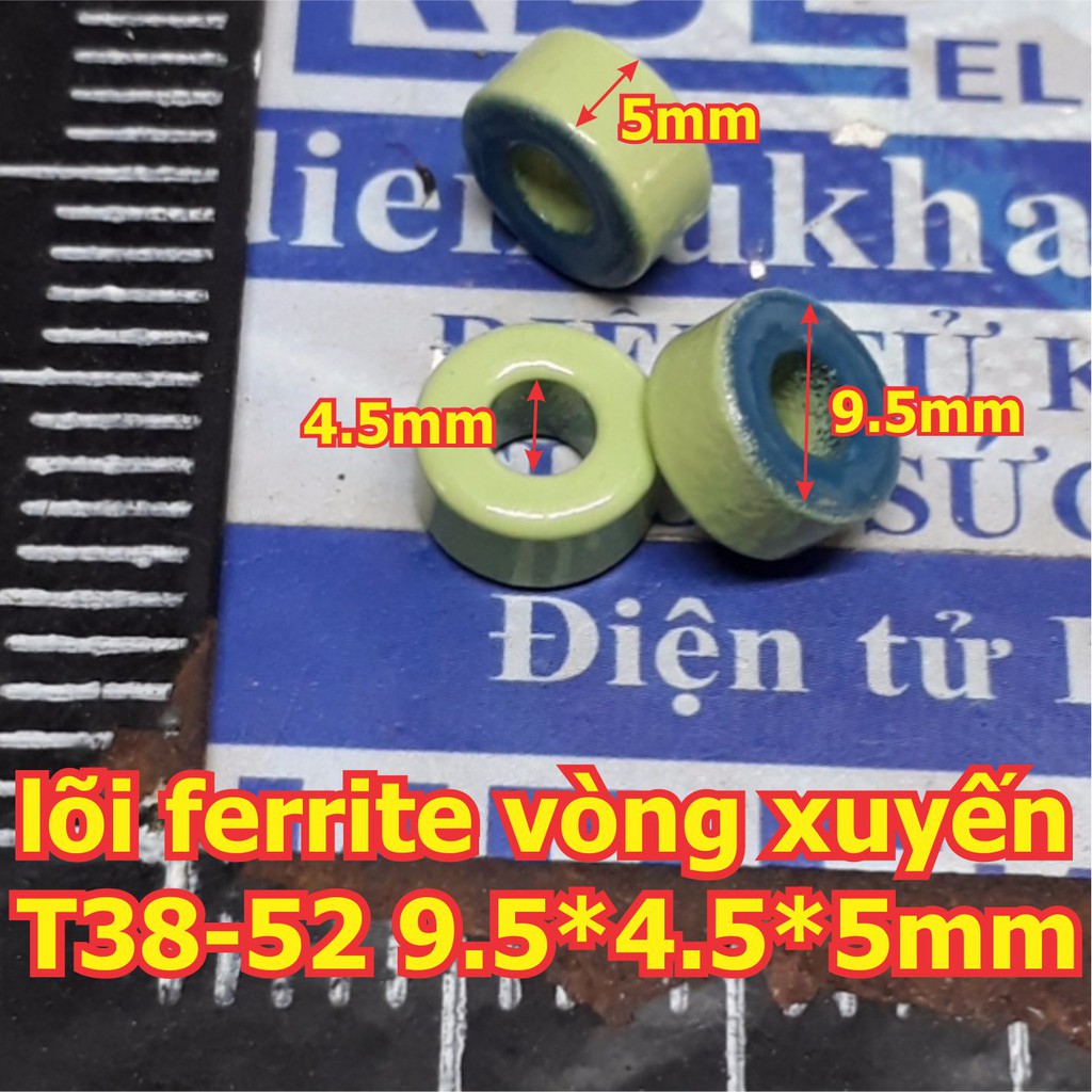 20 cái lõi ferrite vòng xuyến, lõi cuộn cảm, lõi cuộn dây T38-52 9.5*4.5*5mm dày 5mm kde6192
