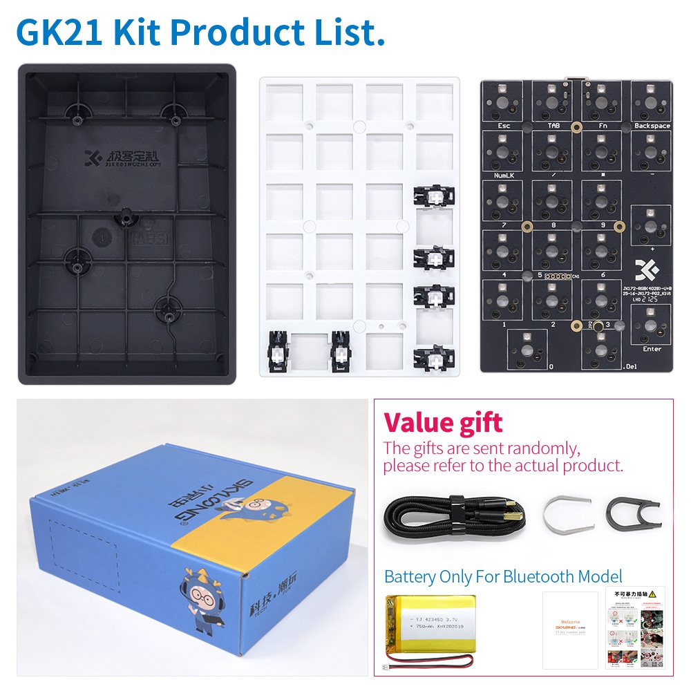 Bộ Bàn Phím Cơ SKYLOONG GK21s GK21 SK21 RGB 21 Phím Bằng Nhựa Có Dây Kết Nối Bluetooth Và Hai Chế Độ Điều Khiển