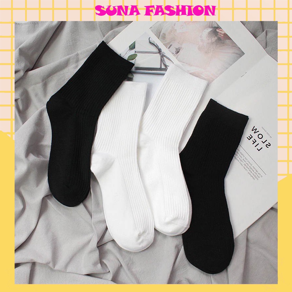 Tất nữ cổ cao chất cotton co dãn 4 chiều, Tất cổ cao nam nữ phong cách SUNA FASHION