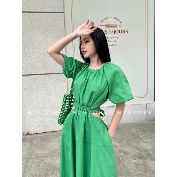 ĐẦM TAY PHỒNG KHOÉT EO - QA01319