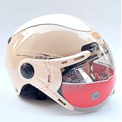 Mũ bảo hiểm nửa đầu có kính - GRS A102K - Trắng line xanh bảo hành 12 tháng