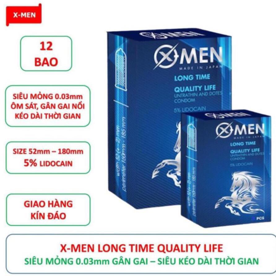 [ ☆ CAM KẾT 100% SẢN PHẨM CHÍNH HÃNG ] Bao Cao Su XMEN LONG TIME QUALITY LIFE - 5% LIDOCAIN Kéo dài thời gian quan hệ