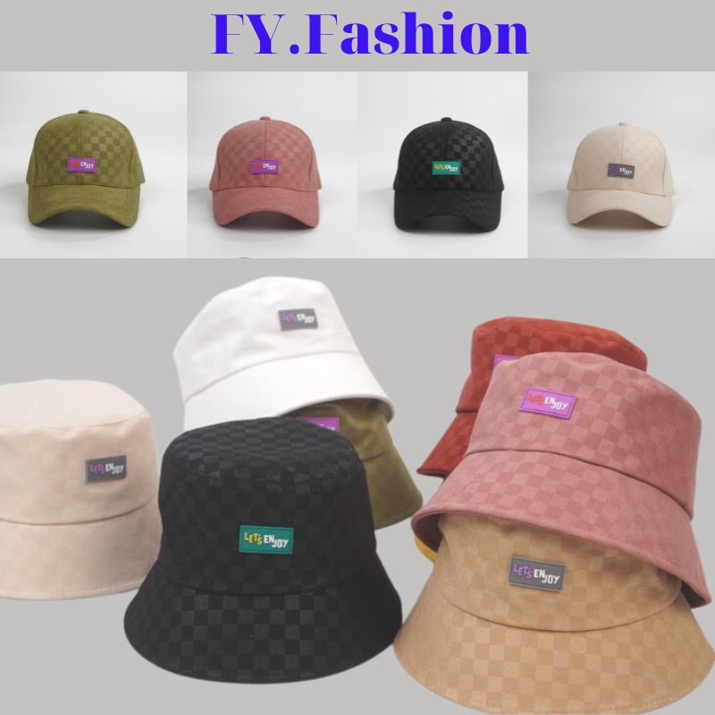( THANH LÝ) Mũ bucket CARO ❤️ Mũ lưỡi trai CARO thêu tem Let's Enjoy chất kaki cao cấp form unisex dành cho nam nữ N54