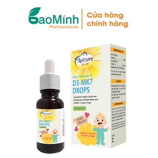 Vitamin D3-MK7 Avisure dạng nhỏ giọt lọ 20ml hỗ trợ hấp thu canxi cho trẻ
