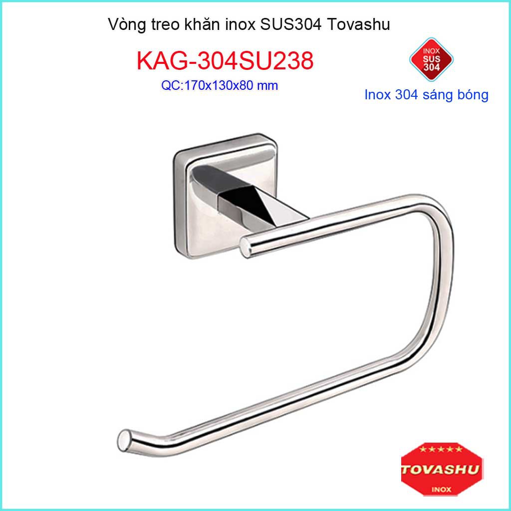 Vòng treo khăn Tovashu KAG-304SU238, vòng vắt khăn nhà tắm inox SUS304 Nhật cao cấp