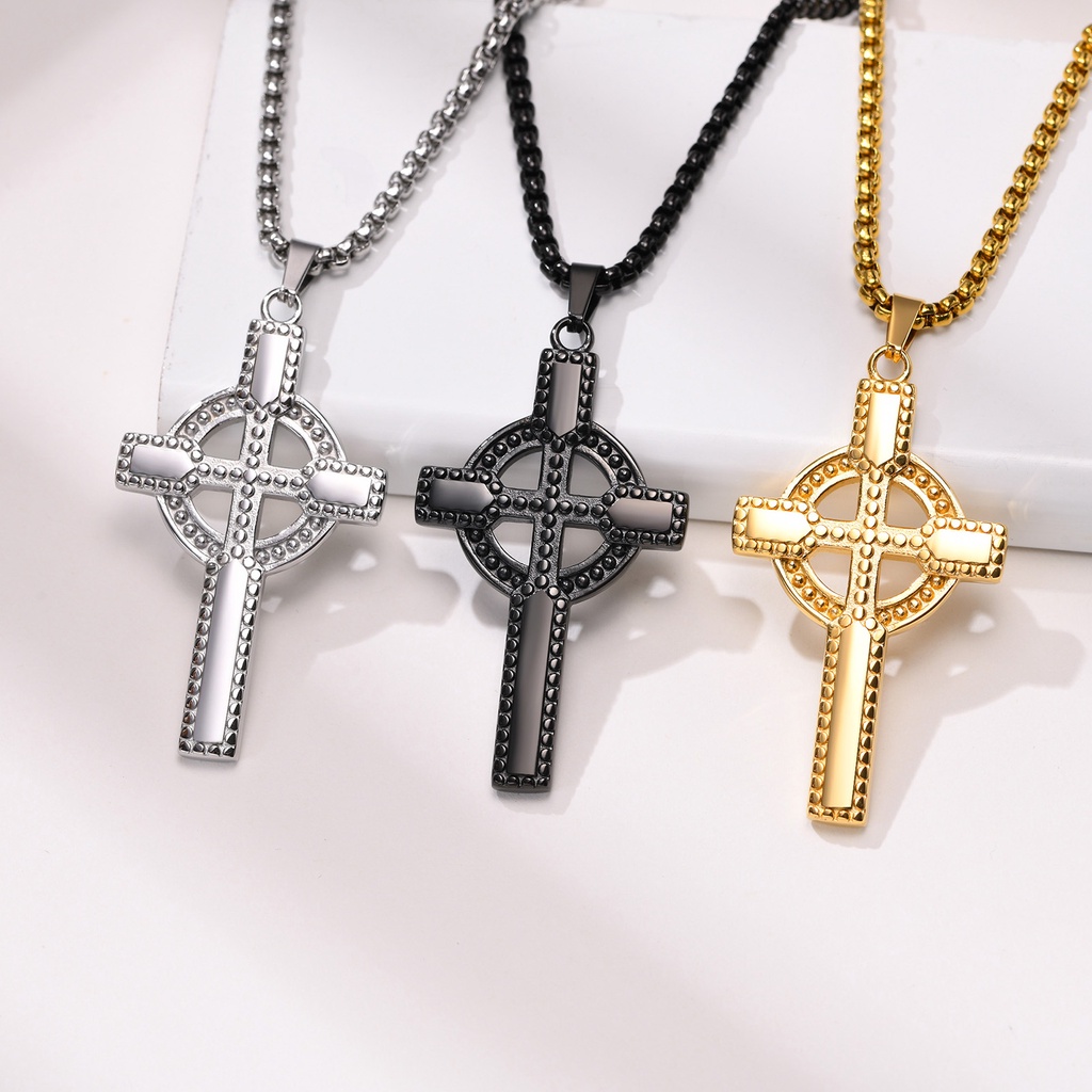 Vòng cổ Mặt Chữ Thập Mạ Vàng Phong Cách Punk Dành Cho Nam