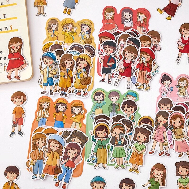 Set 20 Miếng dán hình bé trai/ bé gái hoạ tiết cute dễ thương - ST018