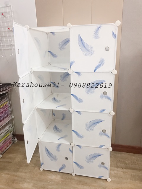 TỦ NHỰA QUẦN ÁO LẮP GHÉP 8 Ô SIZE SÂU 47cm. Tặng kèm 1 treo đồ.