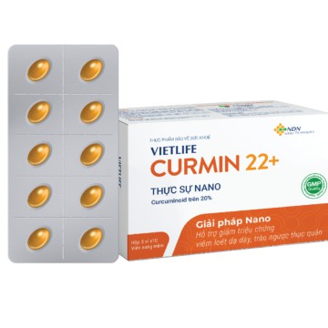 Vietlife Curmin 22+ Hỗ trợ giảm đau dạ dày và các triệu chứng viêm loét, trào ngược, ợ hơi