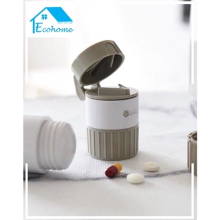 Ecohome Lọ chia cắt thuốc kèm dao tách và nghiền thuốc trong 1 chiếc thu gọn