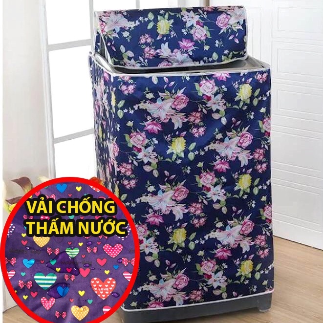Áo trùm phủ máy giặt VẢI họa tiết CỰC DÀY,BỀN  từ 6-15kg