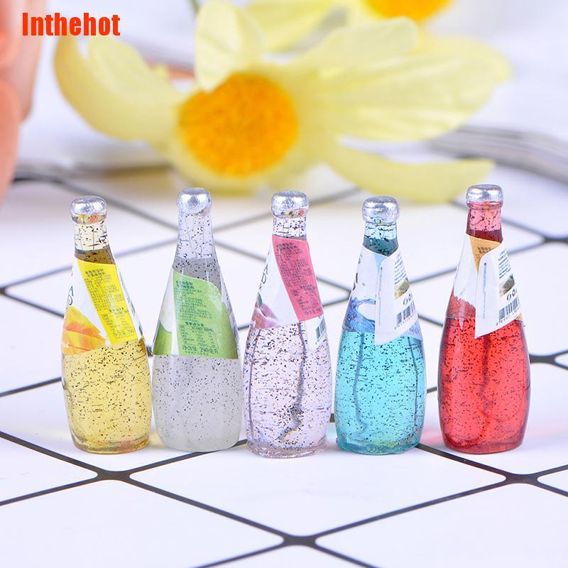 Set 5 mô hình chai nước mini tỉ lệ 1:12 trang trí nhà búp bê