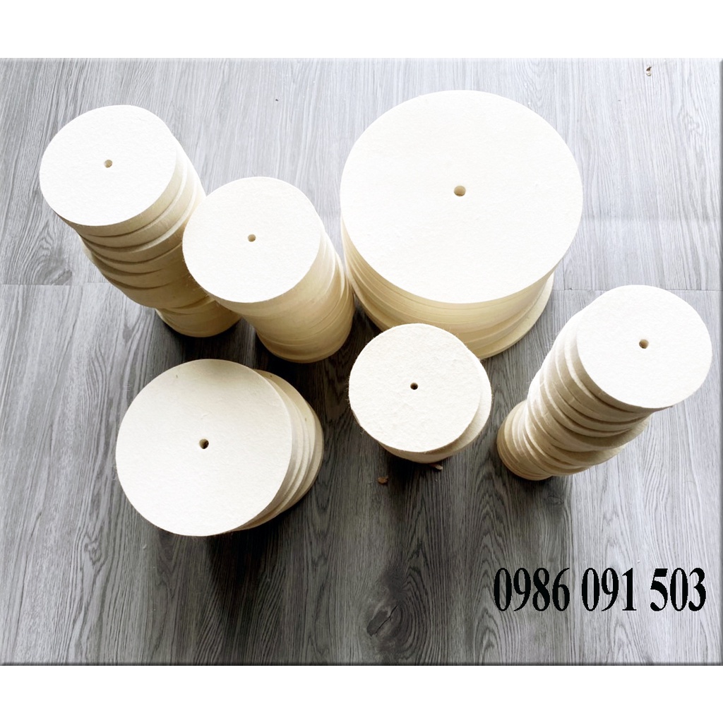 Đĩa nỉ đánh bóng hơp kim, kim loại, đánh bóng đá quý mài cabotron, thủy tinh, ngọc kích thước 100mm,150mm,200mm,300mm
