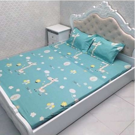 Bộ ga gối m2 2m giường đơn poly cotton, drap giường ( 1ga + 2 vỏ gối nằm)