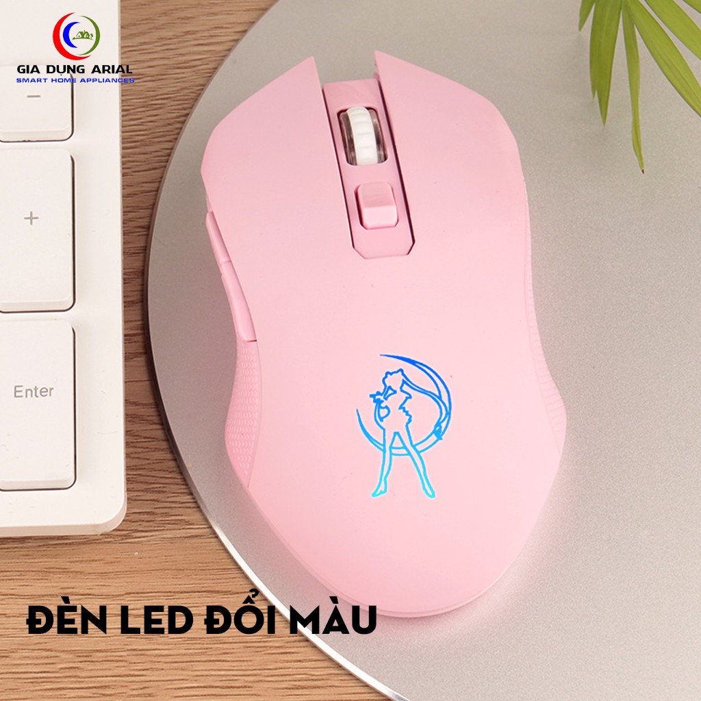 Chuột Máy Tính Có Dây BW-009 Màu Hồng Siêu Cute, Chuột Quang Gaming LED RGB Bảo Hành 6 Tháng