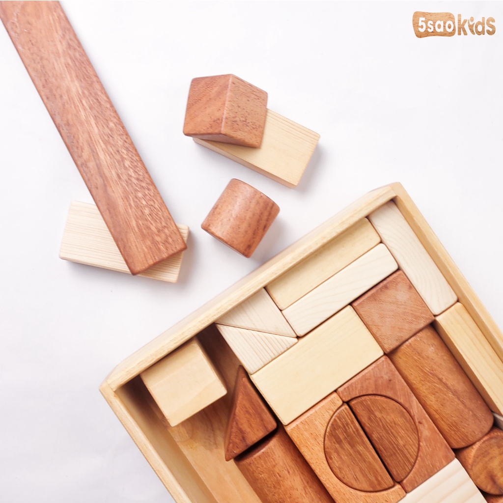 BỘ XẾP HÌNH KHỐI 31 MIẾNG BẰNG GỖ-5saokids