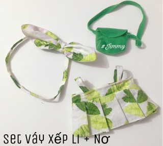 Set váy + nơ cho doll 20cm