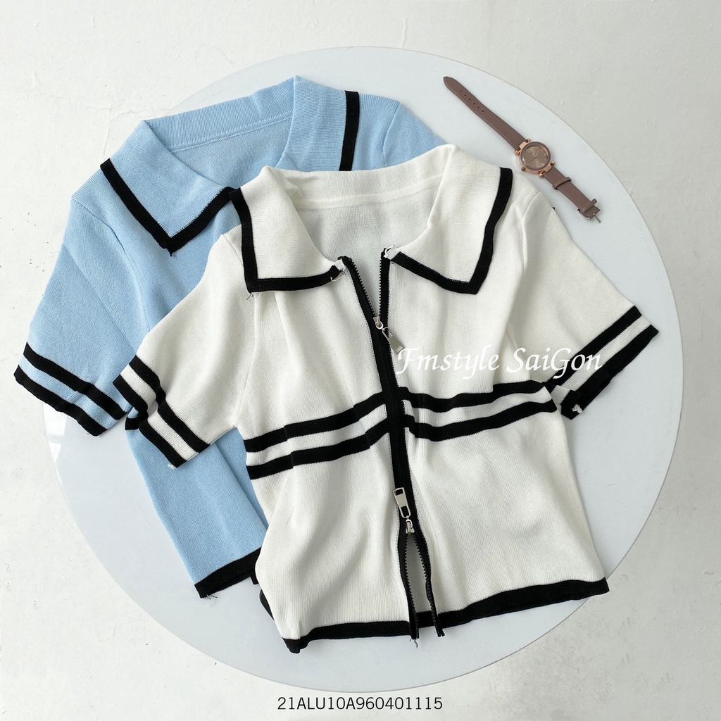 Áo len mỏng day kéo viền màu thu đông ulzzang hàn quốc Fmstyle Saigon 21ALU10A960401