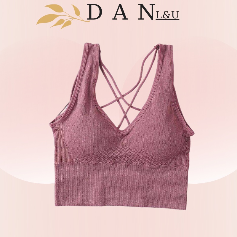 Áo Ngực Dáng Dài Tập Gym Nữ Đan Lưng Dây Chéo Cực Xinh DAN L&amp;U 8088
