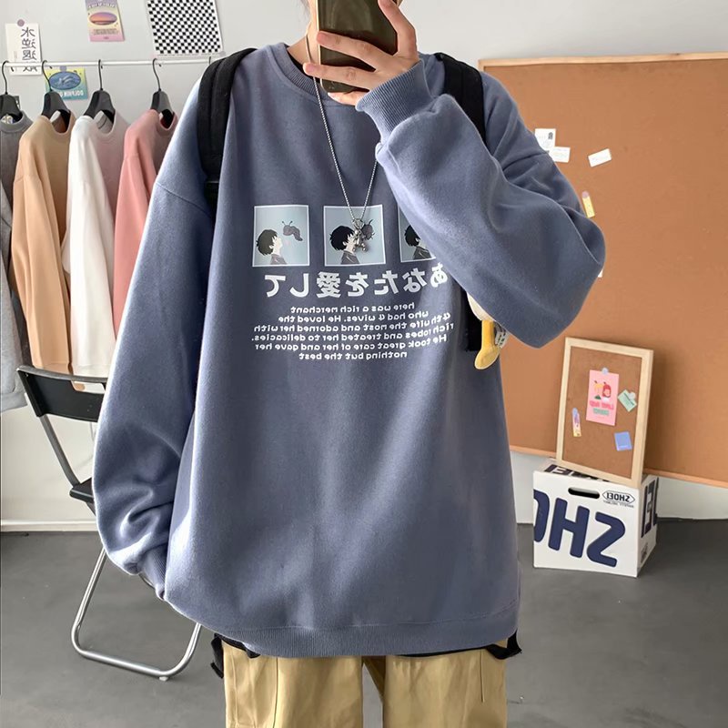 Áo Sweater Cổ Tròn Dáng Rộng Thời Trang Thu Đông Cho Nam