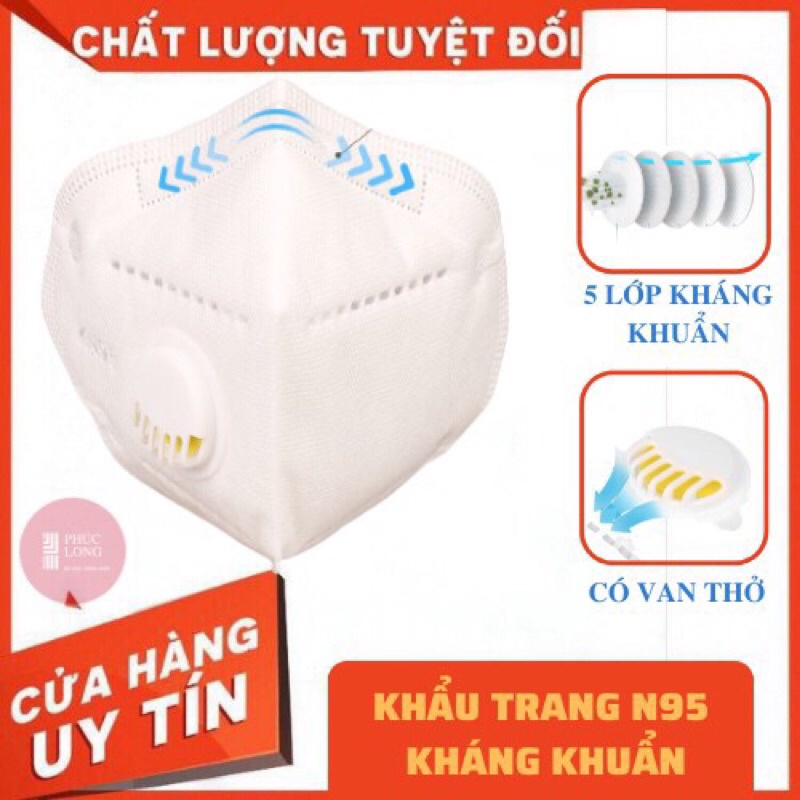 Combo 10 chiếc khẩu trang kn95 có van kháng khuẩn chống bụi 5 lớp cao cấp | BigBuy360 - bigbuy360.vn