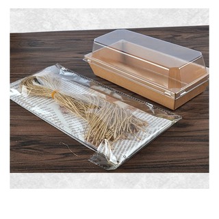 Hộp Giấy Kraft Chữ Nhật Nắp PET Màu Nâu Đựng Bánh Set 50c