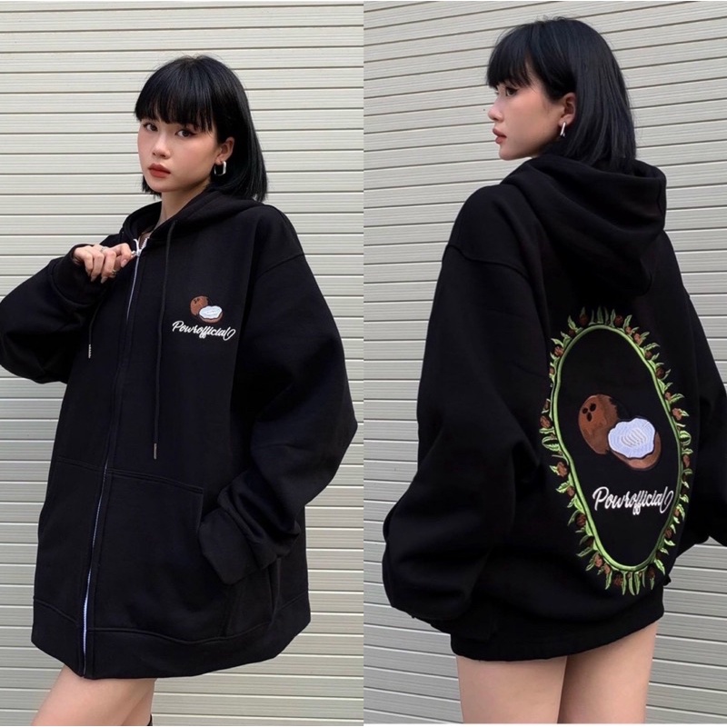 Áo khoác Hoodie nữ in hình TRÁI DỪA Powr official Ulzzang Unisex chất mịn dày bao đẹp hàng mới về