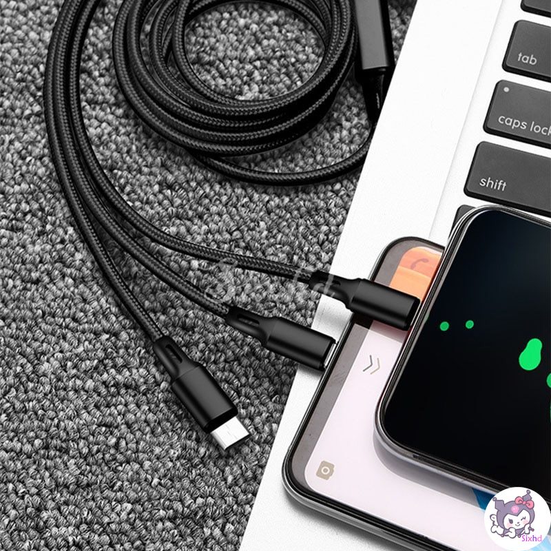 Dây cáp sạc nhanh 3 trong 1 cao cấp cho Oppo A31 A9 A5 2020 A3S A92 A52 A92S F15 A91 A8 A91 Reno 4 3 2 2f Ios Android