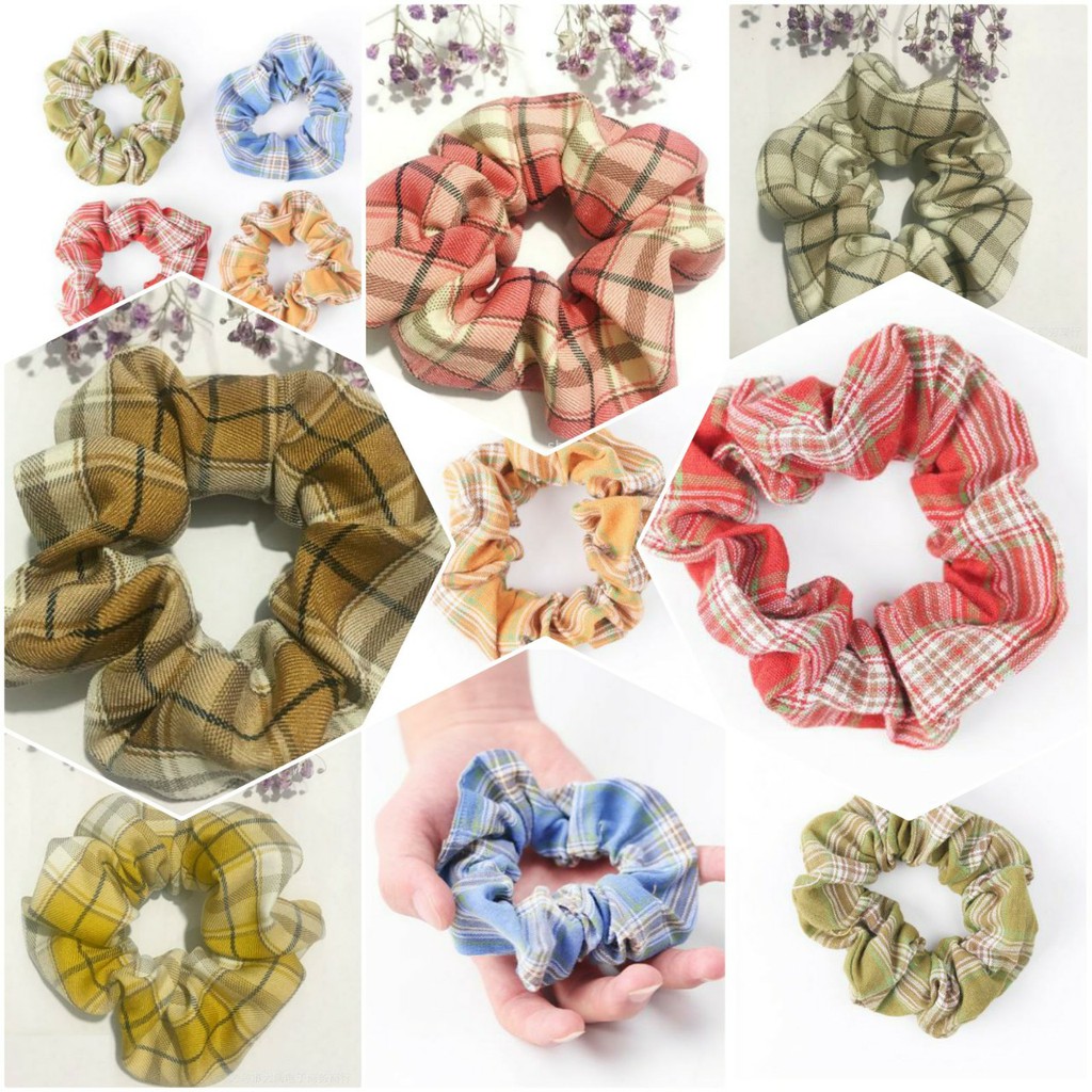 Scrunchies sọc kẻ to (loại đẹp) - dây buộc tóc