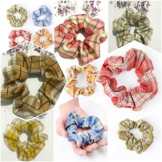 Scrunchies sọc kẻ to - dây buộc tóc