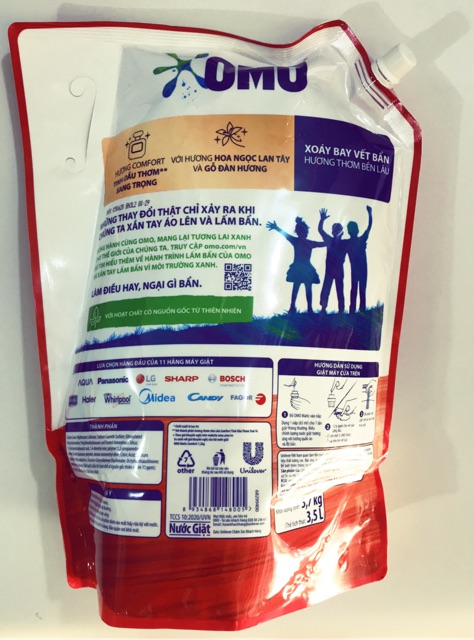 Túi nước giặt OMO MATIC Comfor tinh dầu thơm cho máy giặt cửa trên (3,6kg/túi)