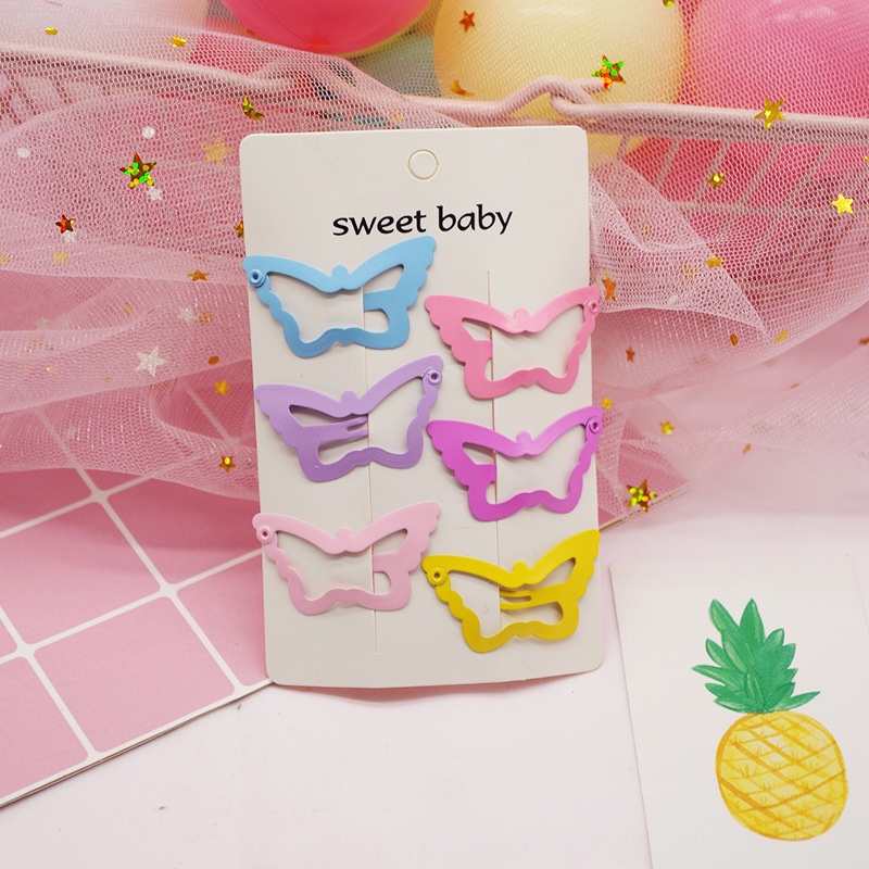 Set 6 Kẹp Tóc Kim Loại Trái Tim Hoạt Hình Dễ Thương Cho Bé Gái