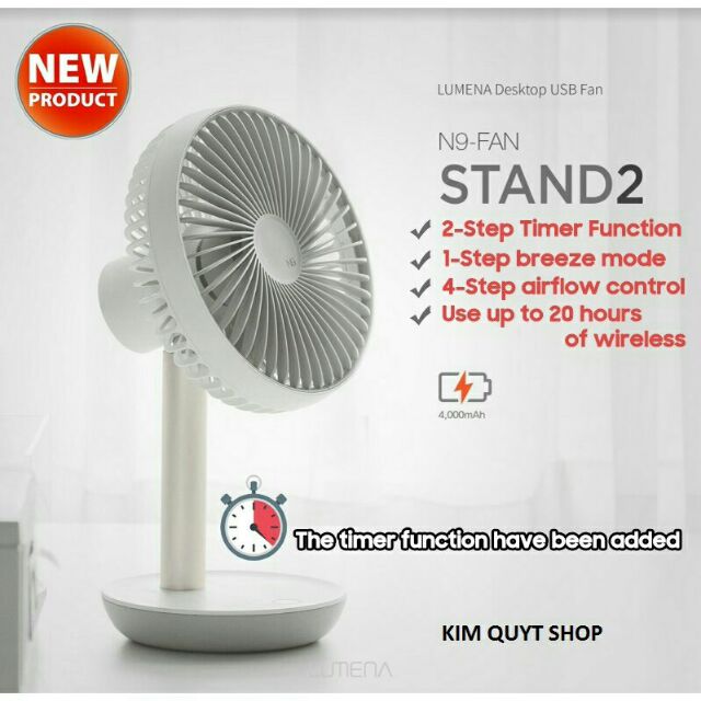 Pin 20h Quạt sạc để bàn Lumena N9-FAN STAND 2 | BigBuy360 - bigbuy360.vn
