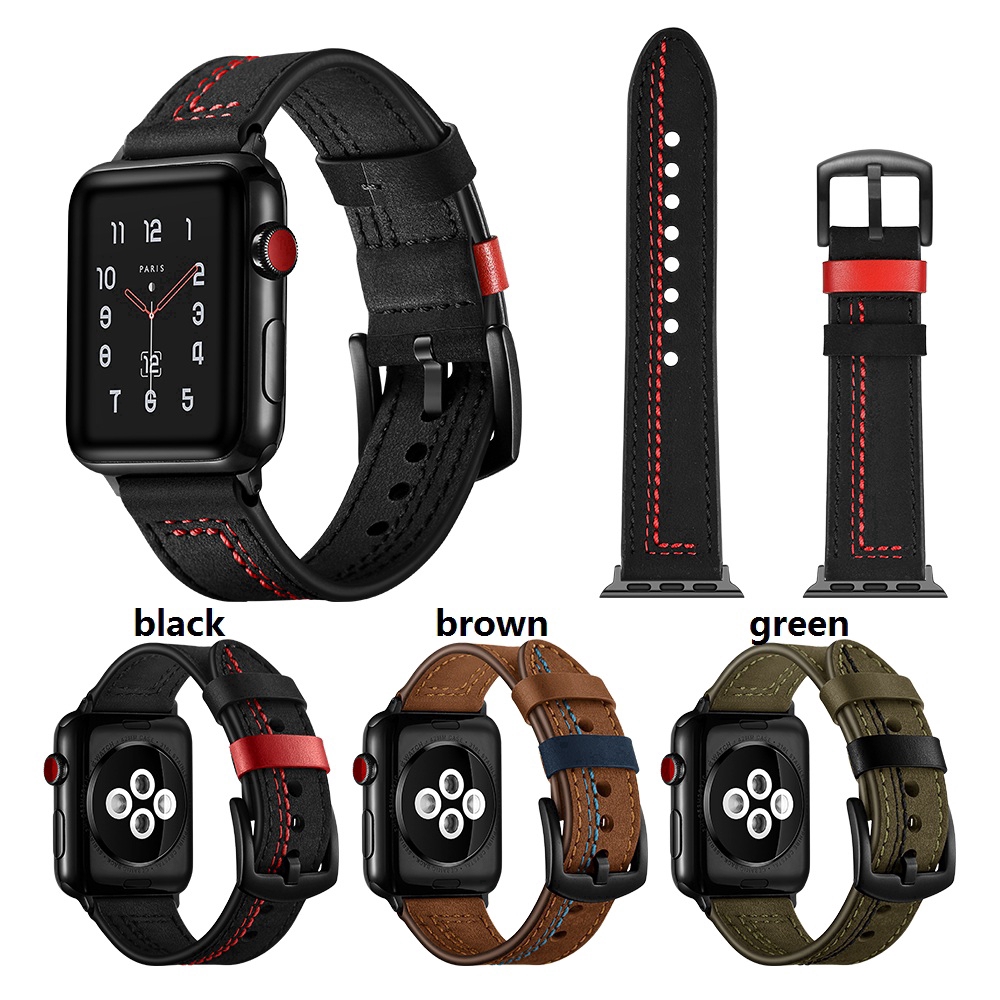 【Apple Watch Strap】Dây đeo bằng da 3 màu cho đồng hồ Apple Watch Series 6 / se / 5 /4 / 3 / 2 / 1 ( 38mm / 42mm / 40mm / 44mm )