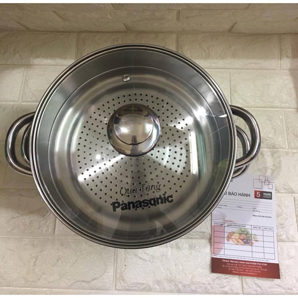 Bộ nồi và xửng hấp Five Star khuyến mãi 24cm dùng được mọi loại bếp - dày dặn inox 430 cao cấp không gỉ cao cấp