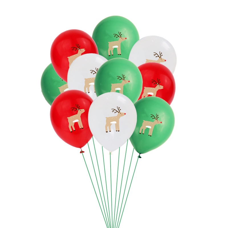 Bong Bóng Cao Su Latex 12 Inch Hình Ông Già Noel / Tuần Lộc / Cây Thông Giáng Sinh Trang Trí