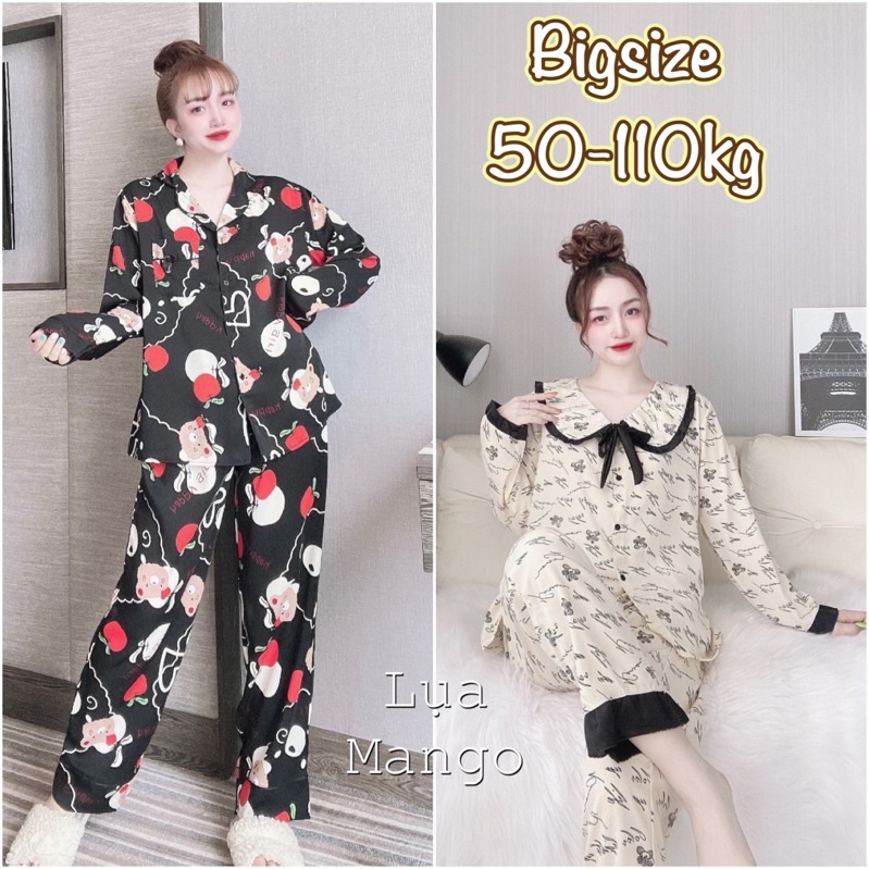 (Bigsize 50-110kg) Đồ bộ Lụa Mango chuẩn Bigsize, Đồ bộ mặc nhà cao cấp