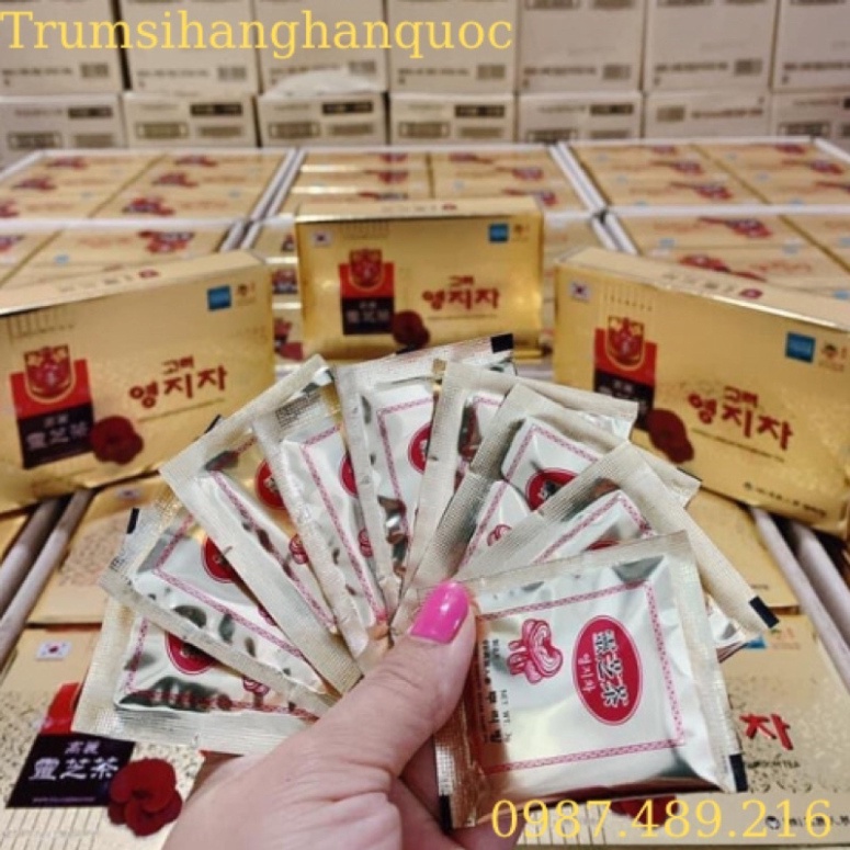 Trà LINH CHI Hộp Vàng Hàn Quốc - Chính Hãng - Tốt cho người bị tiểu đường, viêm gan, mỡ máu [ Hàng Mới Về ]