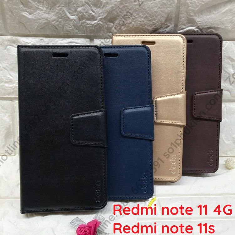 Bao da(ốp lưng nắp gập) Redmi note 11 4G/ Redmi note 11s(hàng chính hãng VN)da cao cấp, có ngăn đựng thẻ, chống xem phim