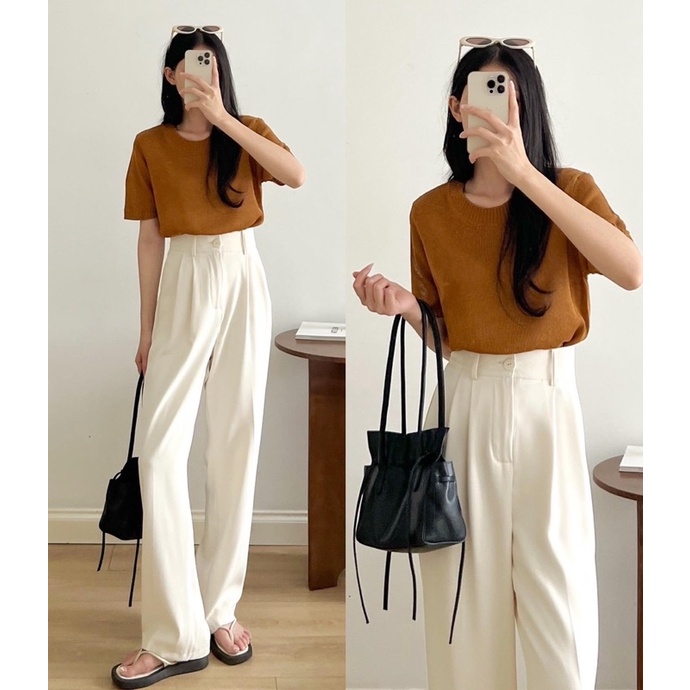 Áo len mỏng cộc tay cổ tròn_A0599