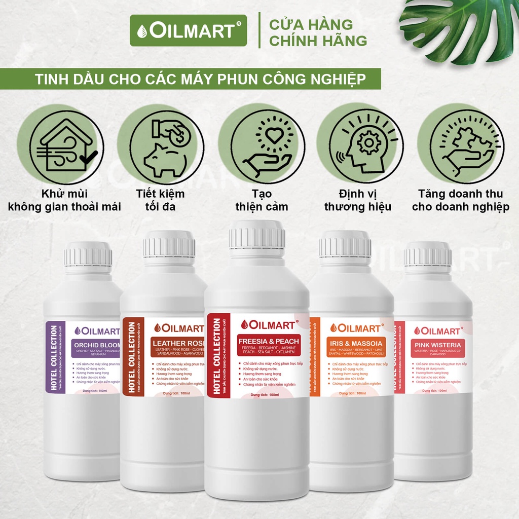 Tinh Dầu Oilmart Cho Máy Phun Công Nghiệp - Bộ Sưu Tập: Nhà Hàng, Khách Sạn, Văn Phòng, Phòng Gym, Yoga 1 lít