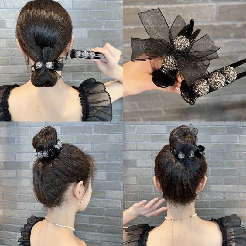 Kẹp Tóc Hình Nơ / Bông Hoa Đính Đá Nhân Tạo Thời Trang Dành Cho Nữ