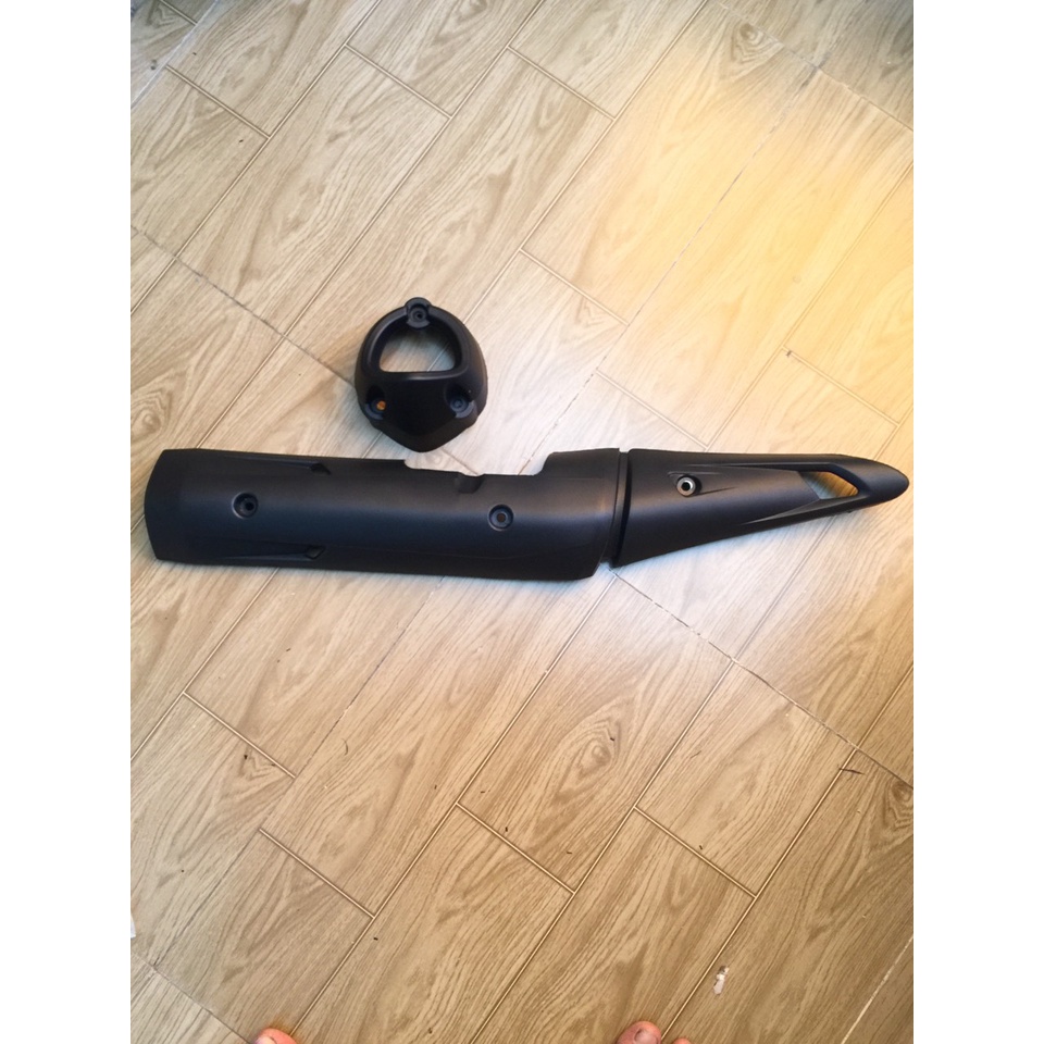Combo Ốp Che Pô Và Chụp Đít Pô Xe Exciter 150 / Ex 150 gắn như zin Full đen, Đen bạc