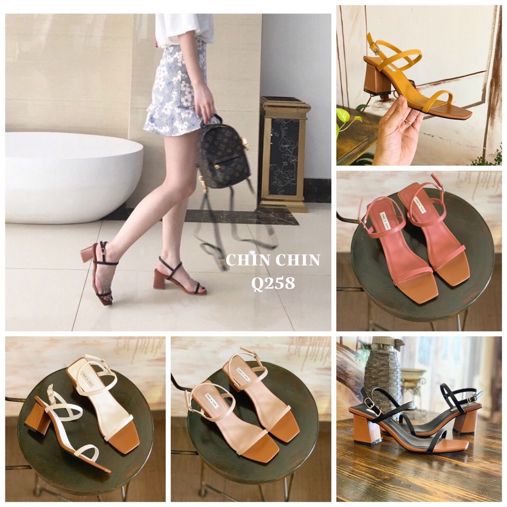 [MẪU HOT] Giày nữ sandal cao gót dây mảnh hở mũi, gót trụ kiểu dáng cơ bản- Màu nude, trắng, xanh | AShoes VNXK